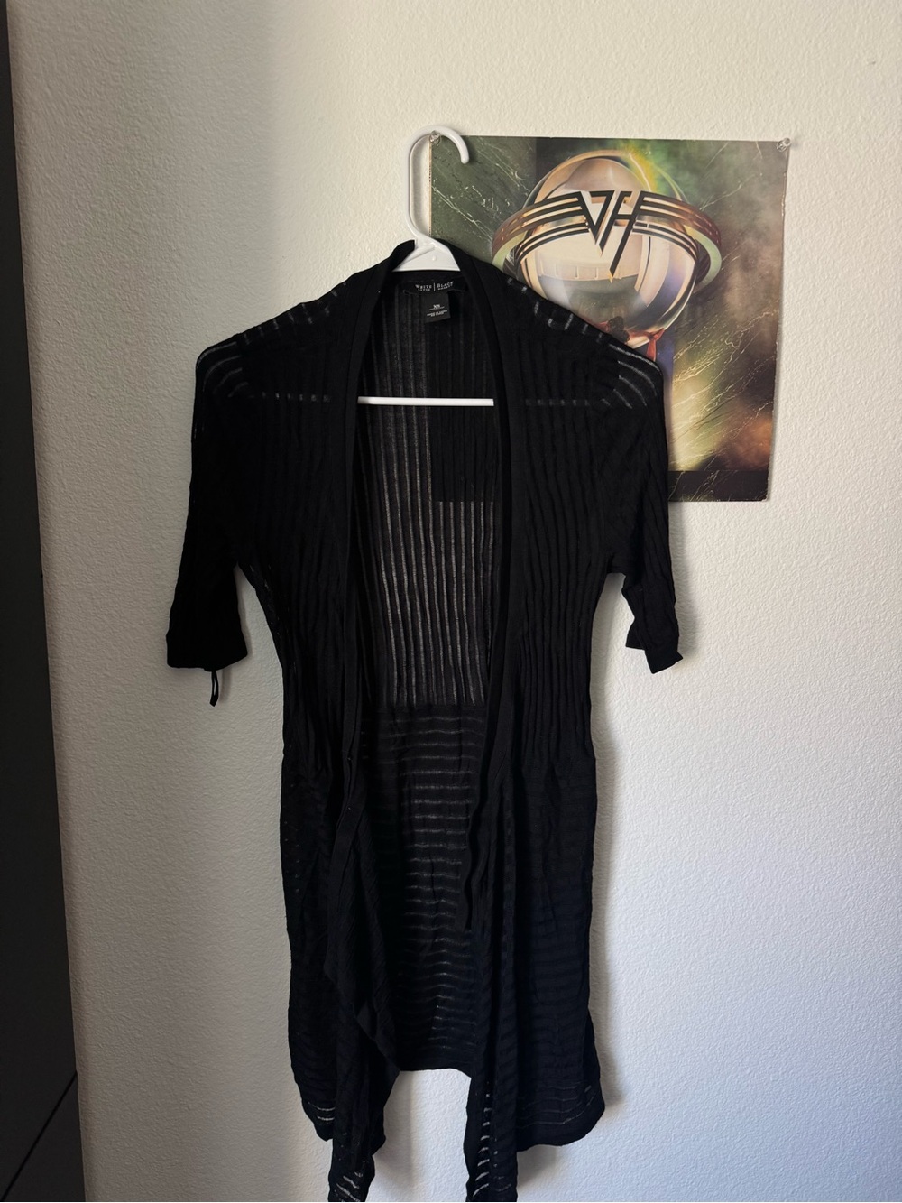 Vintage Style Black Semi-Sheer Open Cardigan